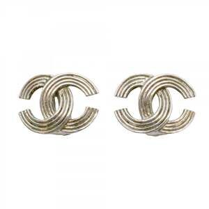 Chanel Earrings, Coco Mark, Metal, Silver, Women's